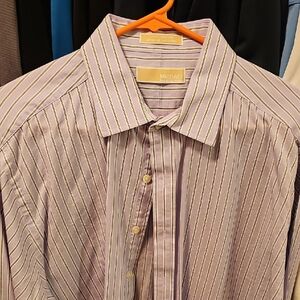 Michael Kors Purple Dress Shirt with Classic Stripes